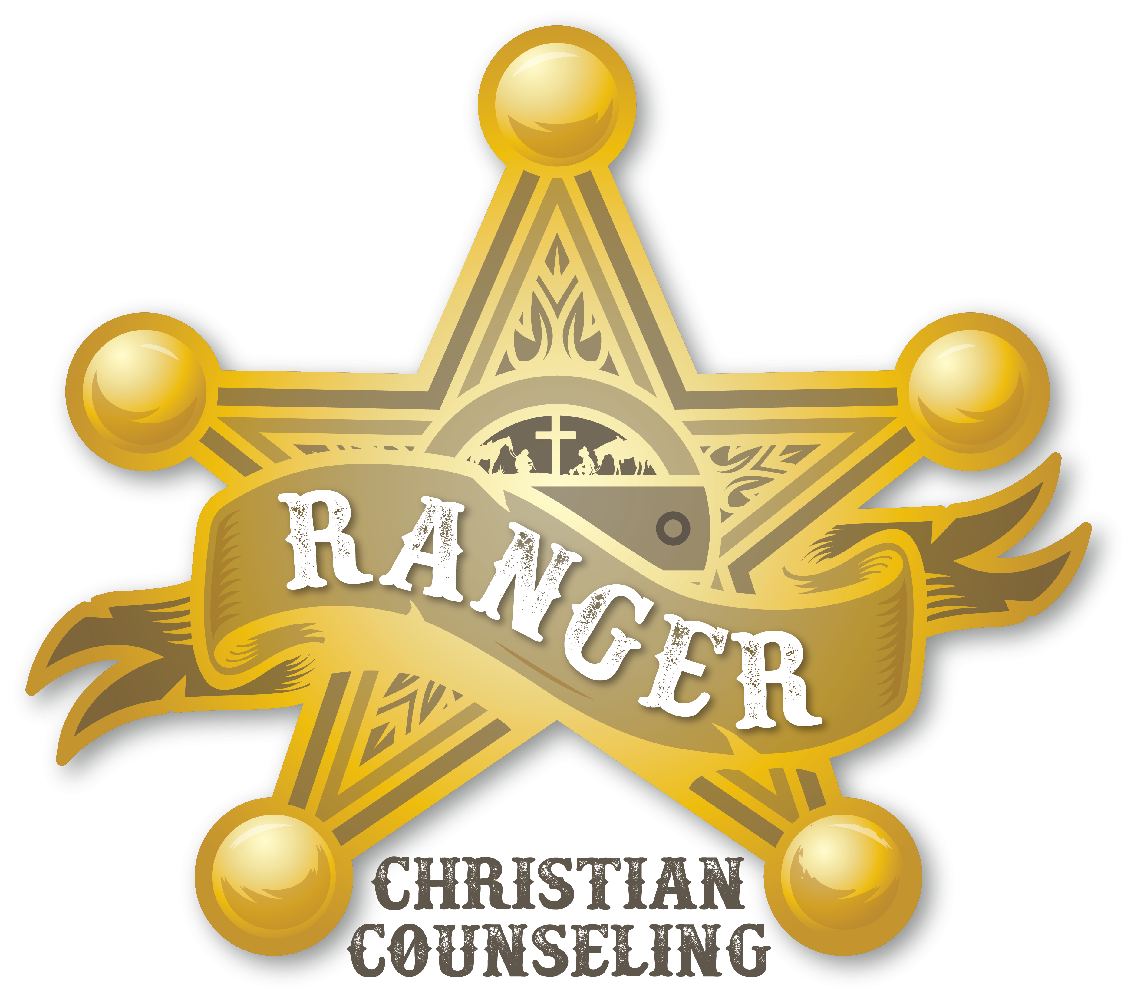 Ranger banner with sheriff star behind it